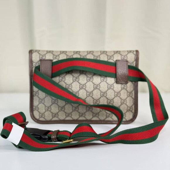 Gucci GG Logo Supreme Neonoe Vintage Bum Bag with Iconic Red & Green Straps - Picture 5 of 11